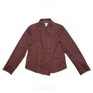 Sundance Wm’s Sacred Earth Raw Edge Cotton Canvas Stretch Jacket In Brown Sz 16